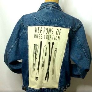 UPCYCLED Cabela’s Jean Jacket “WEAPONS OF MASS CREATION!”